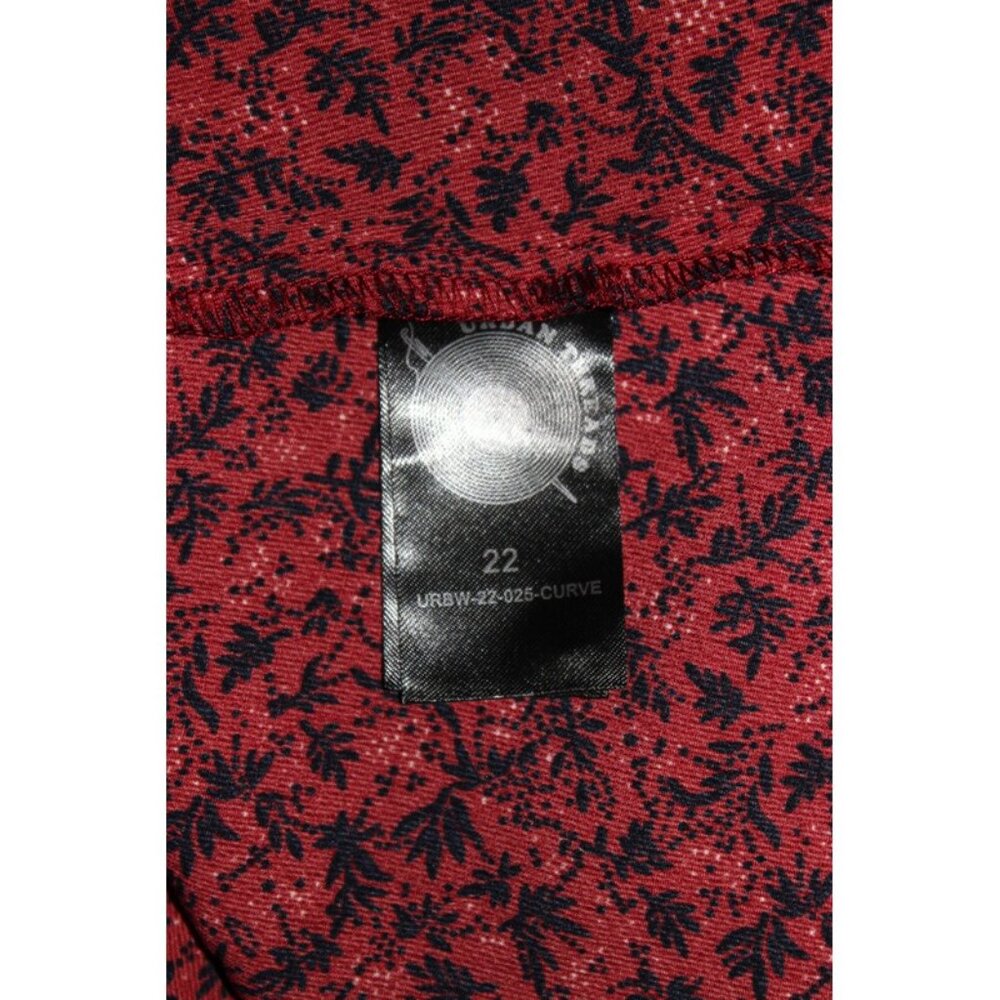 ASOS Urban Threads, Ditsy Floral V-Neck Long-Sleeve Swing Dress, Burgundy (18W) - Picture 10 of 16